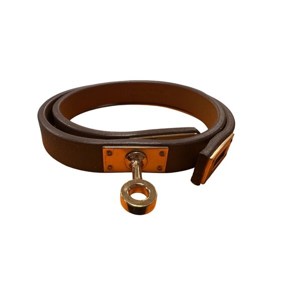 Hermès Kelly Double Tour Bracelet Leather & Gold Hardware Brown - Picture 1 of 13